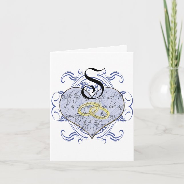 Cœur de voeu de mariage à monogramme Merci (Devant)