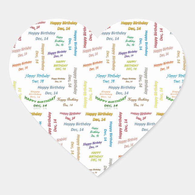 Cœur Décembre, 14 Anniversaire Sticker (Devant)