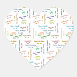 Cœur Décembre, 16 Anniversaire Sticker