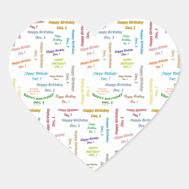 Cœur Décembre 1 Sticker Anniversaire (Devant)