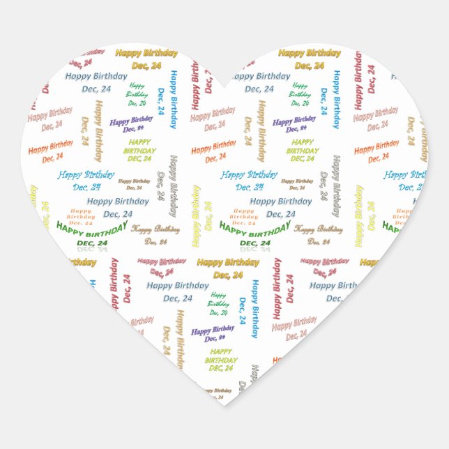 Cœur Décembre, 24 Anniversaire Sticker (Devant)