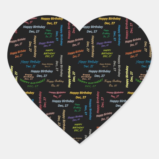 Cœur Décembre, 27 Anniversaire Sticker (Devant)