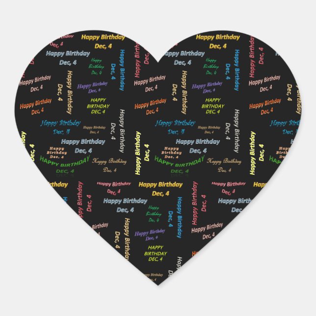 Cœur Décembre 4 Anniversaire Sticker (Devant)