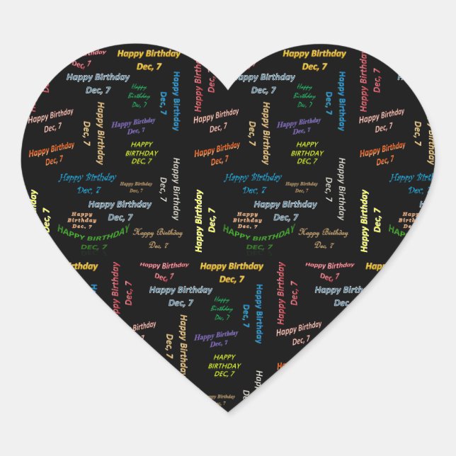 Cœur Décembre 7 Anniversaire Sticker (Devant)