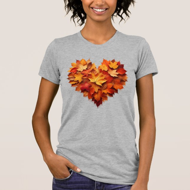 Coeur des feuilles d'automne T-Shirt (Devant)