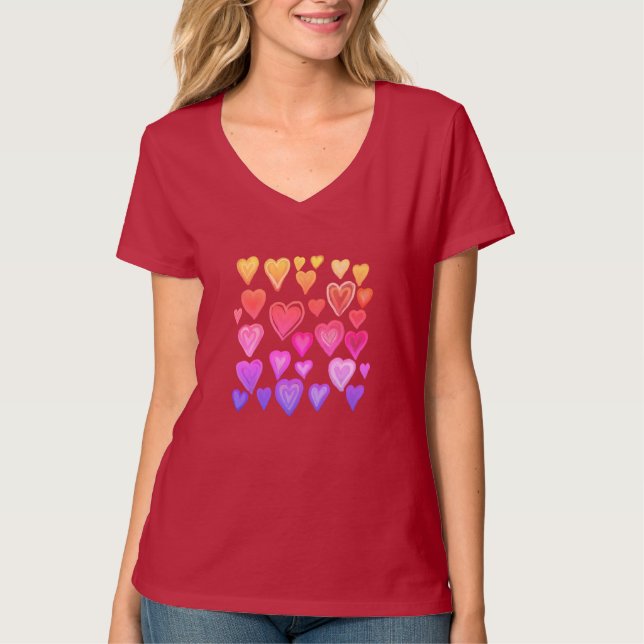 Coeur design rouge, rose Coeurs T-shirt (Devant)