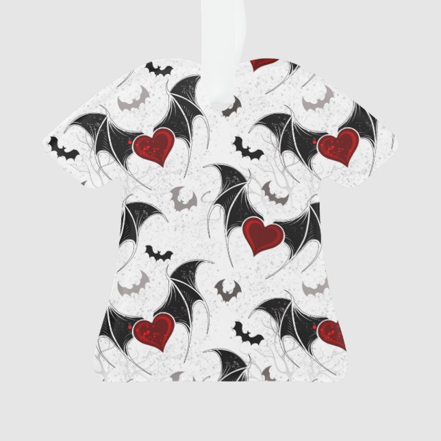 Coeur d'Halloween avec ailes de chauve-souris noir (devant)