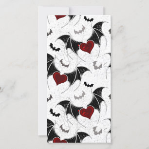 Coeur d'Halloween avec ailes de chauve-souris noir