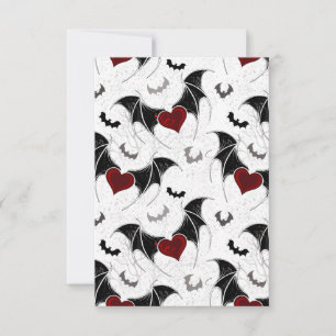 Coeur d'Halloween avec ailes de chauve-souris noir