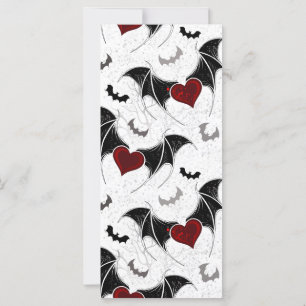Coeur d'Halloween avec ailes de chauve-souris noir