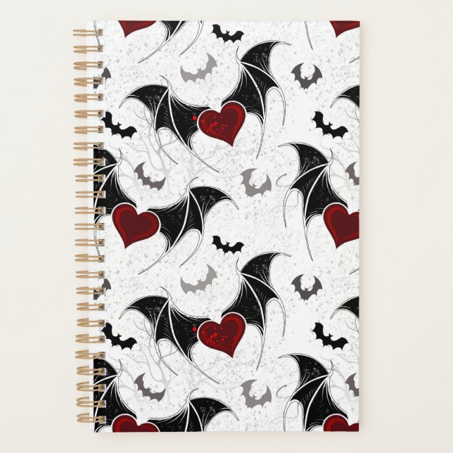 Coeur d'Halloween avec ailes de chauve-souris noir (Devant)