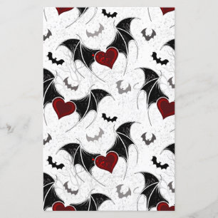 Coeur d'Halloween avec ailes de chauve-souris noir