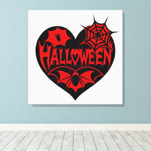 Cœur d'Halloween, forme de cœur noir, toile d'arai