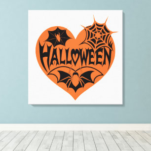 Cœur d'Halloween, Forme de cœur orange, Toile d'ar