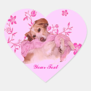 Cœur Doggie en Sticker Coeur Rose