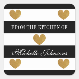 Coeur d'or chic rayé Du kichen de sticker