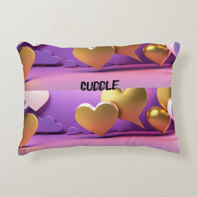 "Coeur d'or : Coussin rose d'accent" (Devant)