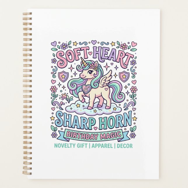 Cœur doux de licorne Corne pointue Typographie gra (Devant)