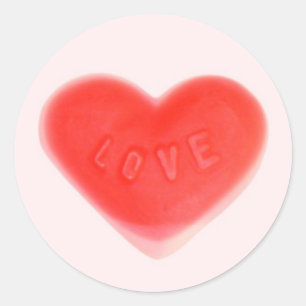 Coeur doux Pink autocollant rond