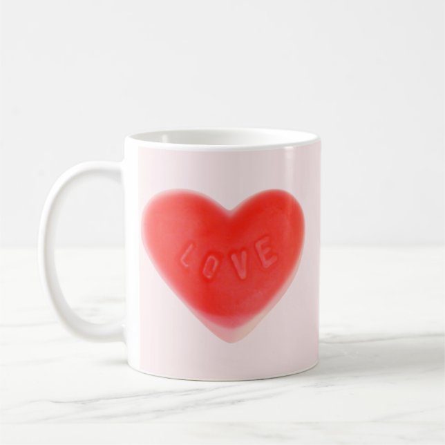 Coeur doux rose 'votre texte' tasse (Gauche)