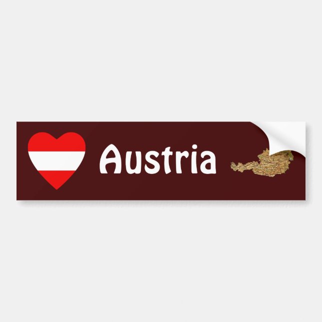 Coeur drapeau autrichien + Sticker pare-chocs (Devant)