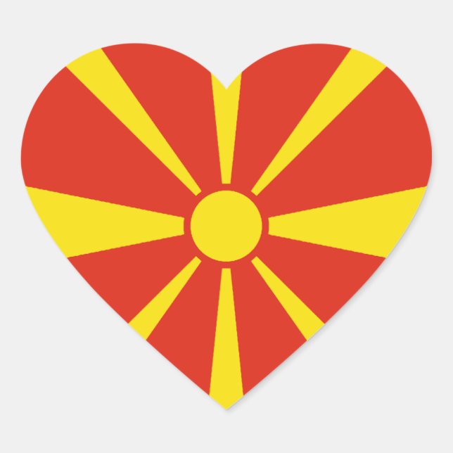 Cœur Drapeau de Macédoine du Nord Sticker en forme de c (Devant)