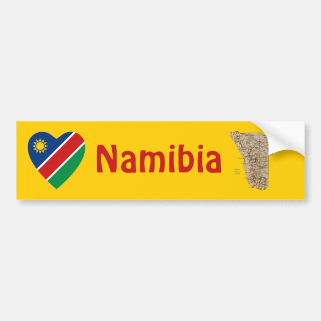Coeur drapeau de Namibie + Sticker pare-chocs (Devant)