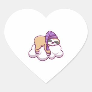 Cœur Drôle mignon couché sur le Sticker Cloud