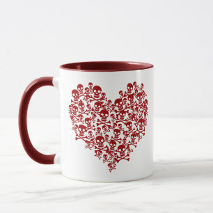 Coeur du crâne Mug rouge foncé