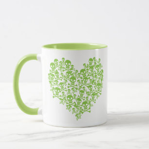 Coeur du crâne vert Mug