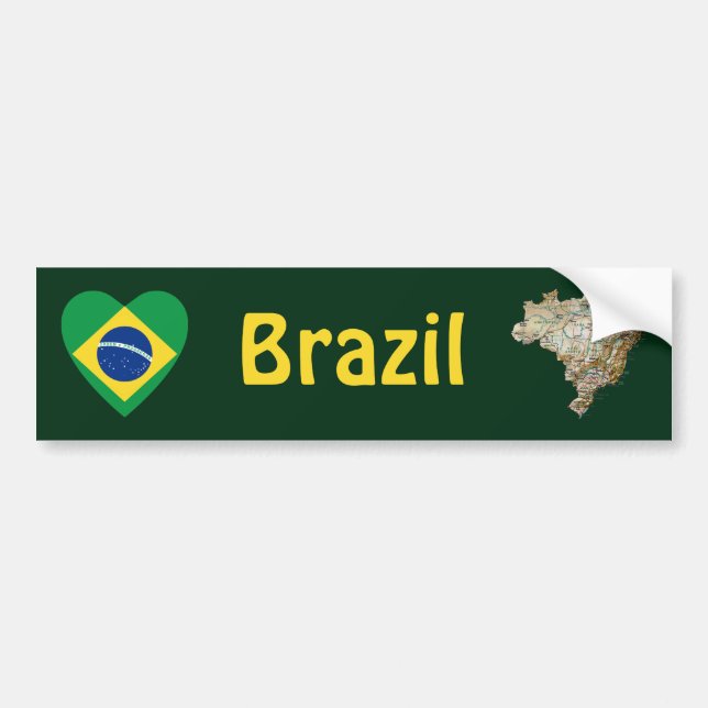 Coeur du drapeau brésilien + Sticker pare-chocs (Devant)