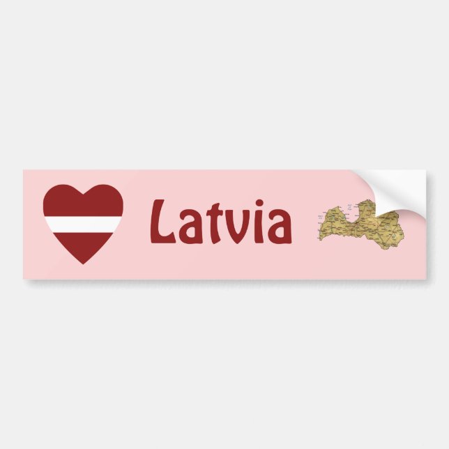 Coeur du drapeau de Lettonie + Sticker du pare-cho (Devant)