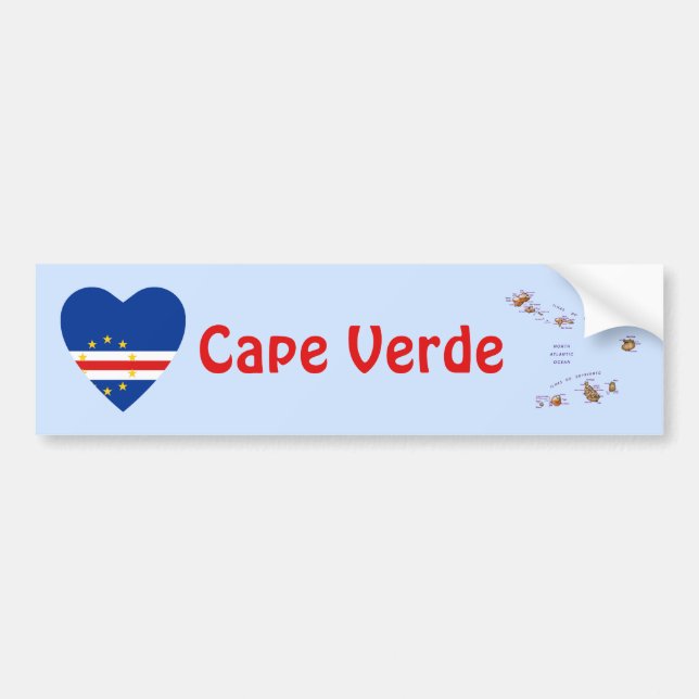 Coeur du drapeau du Cap Vert + Sticker pare-chocs (Devant)