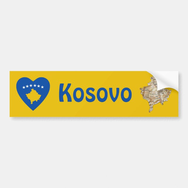 Coeur du drapeau du Kosovo + Sticker pare-chocs (Devant)