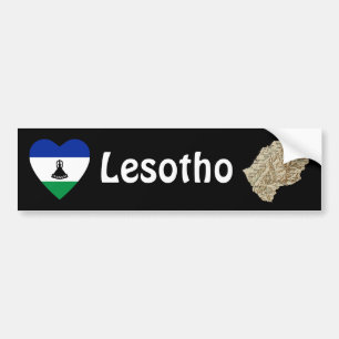 Coeur du drapeau du Lesotho + Bumper Sticker