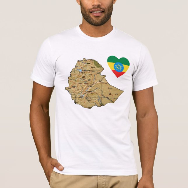 Coeur du drapeau éthiopien et T-shirt (Devant)