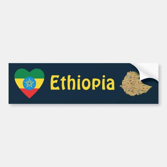 Coeur du drapeau éthiopien + Sticker pare-chocs (Devant)
