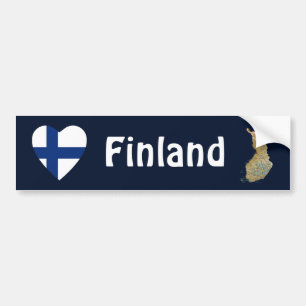 Coeur du drapeau finlandais + Sticker pare-chocs