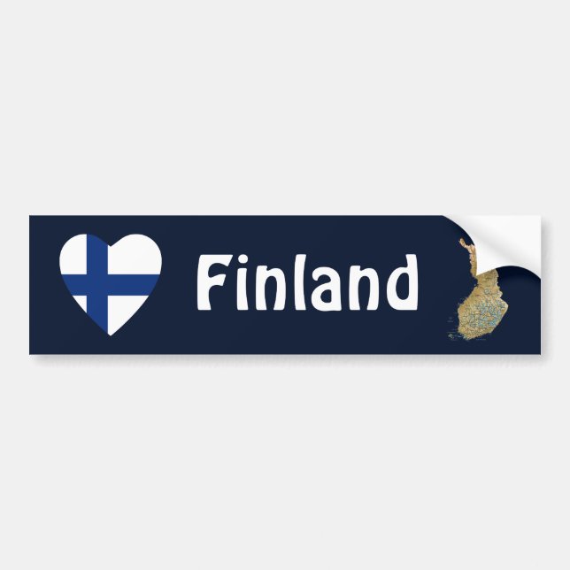 Coeur du drapeau finlandais + Sticker pare-chocs (Devant)