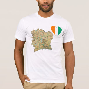 Coeur du drapeau ivoirien et T-shirt Carte