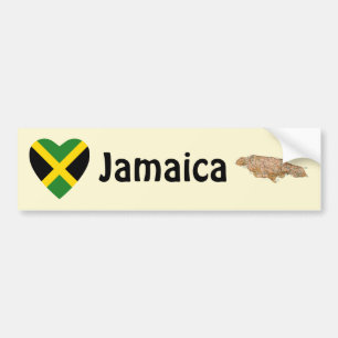 Coeur du drapeau jamaïcain + Sticker pare-chocs