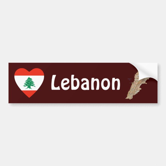 Coeur du drapeau libanais + Sticker du pare-chocs (Devant)