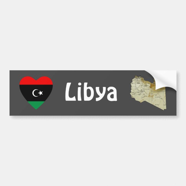 Coeur du drapeau libyen + Sticker pare-chocs de ca (Devant)