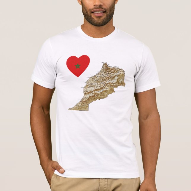 Coeur du drapeau marocain et T-shirt (Devant)