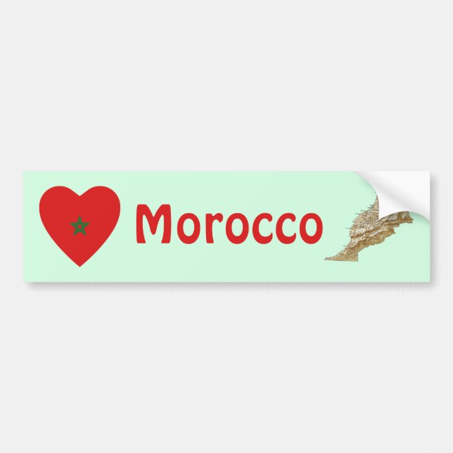 Coeur du drapeau marocain + Sticker pare-chocs (Devant)