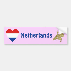 Coeur du drapeau Pays-Bas + Sticker du pare-chocs 