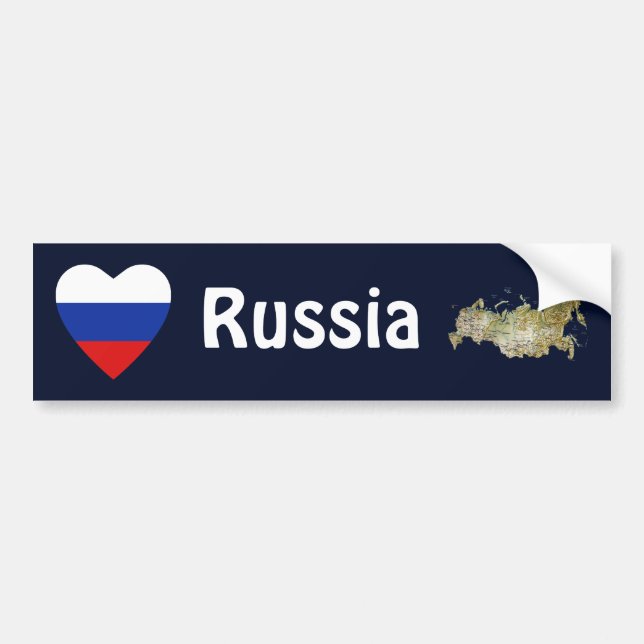 Coeur du drapeau russe + Sticker pare-chocs (Devant)