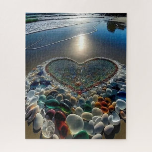 Coeur du rivage : Puzzle de verre marin
