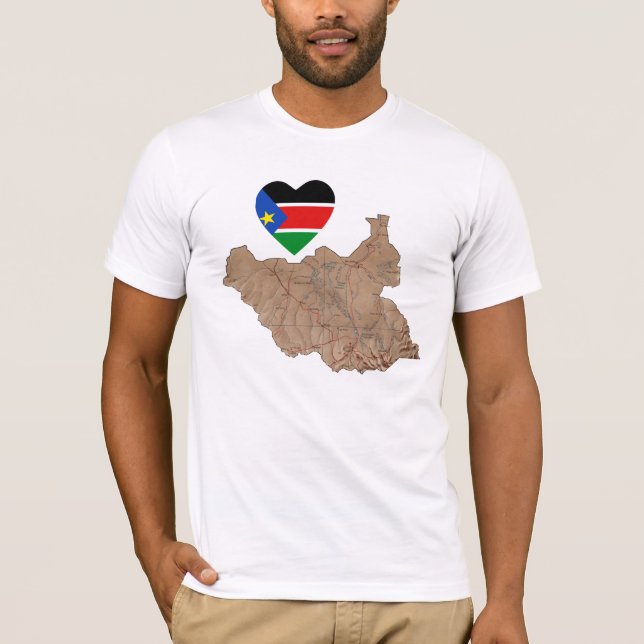 Coeur du sud de drapeau du Soudan et T-shirt de (Devant)