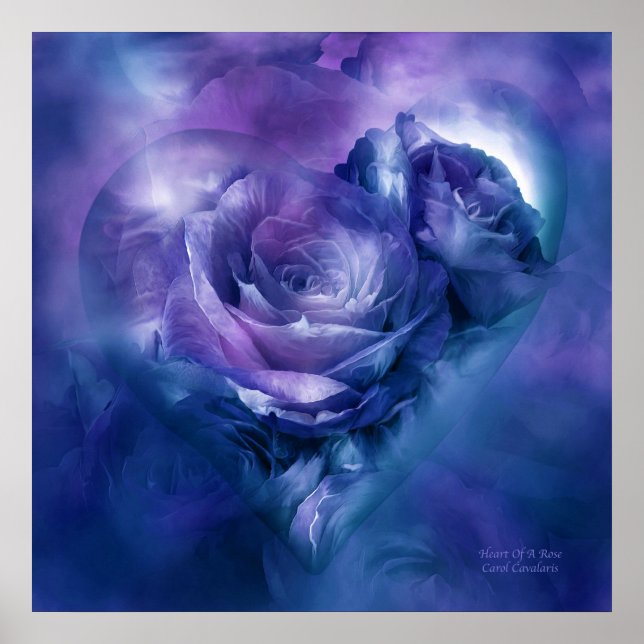 Coeur D'Un Rose - Poster D'Art Bleu Lavande/Imprim (Devant)